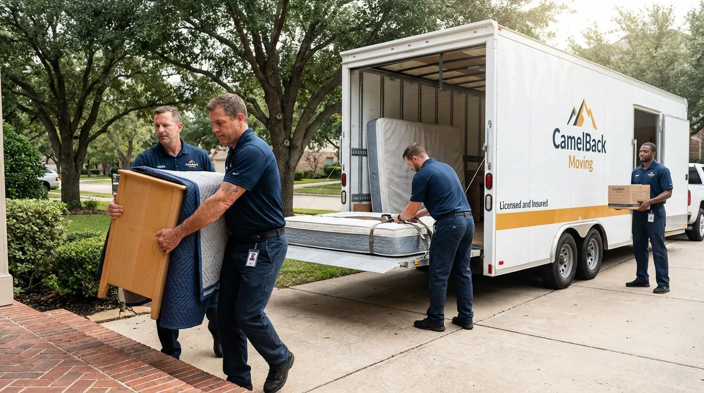 Crew loading residential truck for cross-state move from Paia, HI