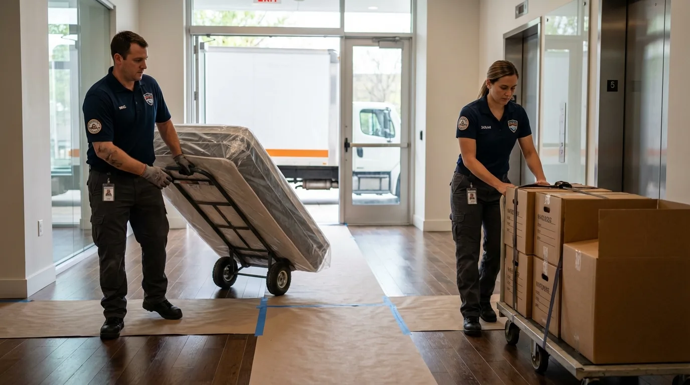 Professional apartment movers loading elevator in Paia, HI